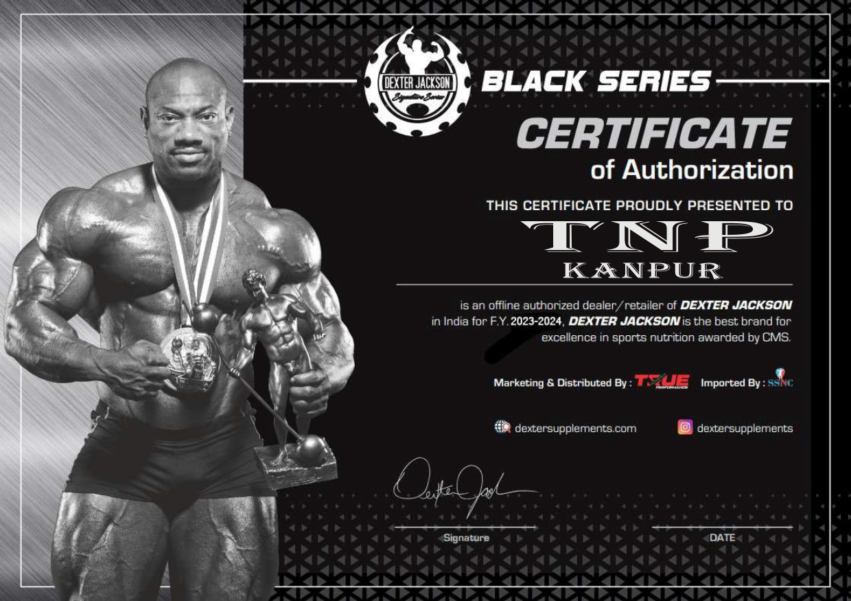 Certificate of Authorization from Dexter Jackson Nutrition